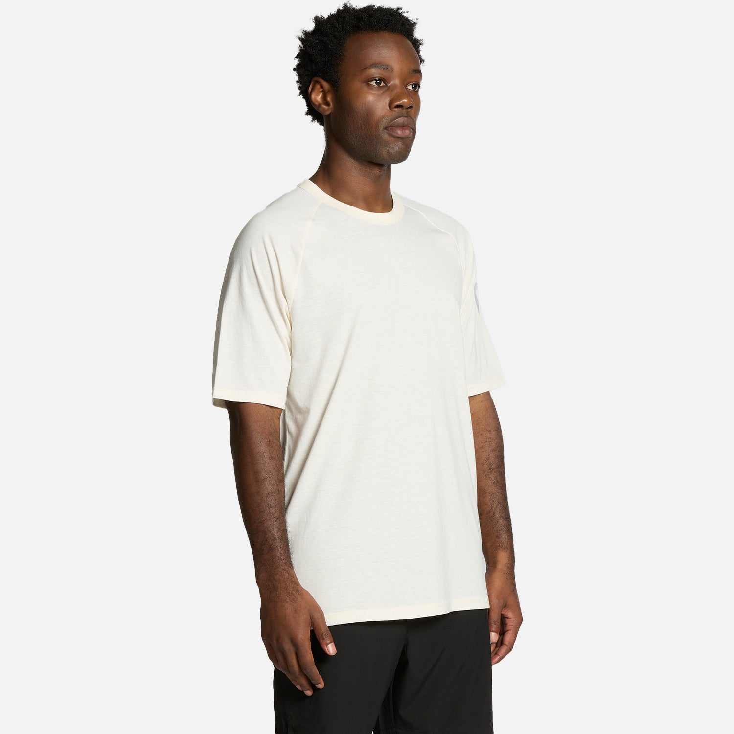 Male model wearing Look Design custom branded active t-shirt in white