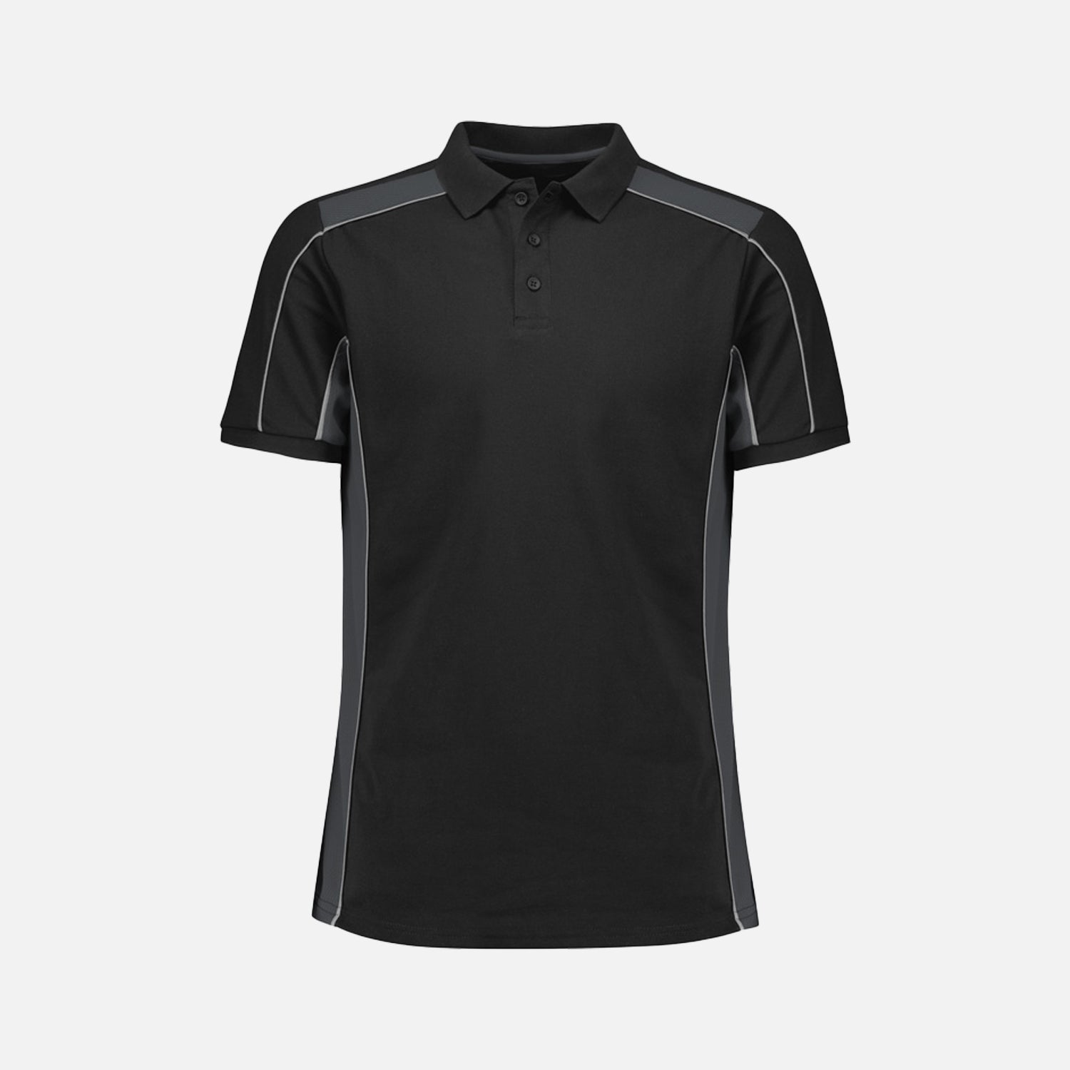 Look Design custom branded polos in black and grey