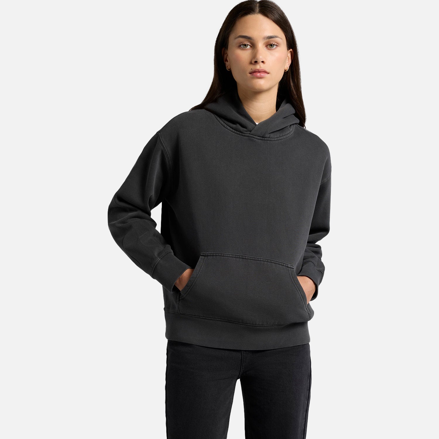 Male model wearing Look Design custom branded hoodie in black